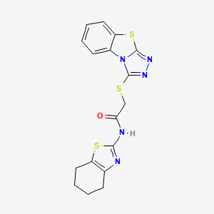 molecular formula C17H15N5OS3 B11561164 N-(4,5,6,7-tetrahydro-1,3-benzothiazol-2-yl)-2-([1,2,4]triazolo[3,4-b][1,3]benzothiazol-3-ylsulfanyl)acetamide 