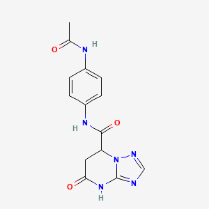 molecular formula C14H14N6O3 B11561188 N-[4-(acetylamino)phenyl]-5-oxo-4,5,6,7-tetrahydro[1,2,4]triazolo[1,5-a]pyrimidine-7-carboxamide 