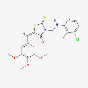 molecular formula C21H21ClN2O4S2 B11561189 (5E)-3-{[(3-chloro-2-methylphenyl)amino]methyl}-2-thioxo-5-(3,4,5-trimethoxybenzylidene)-1,3-thiazolidin-4-one 