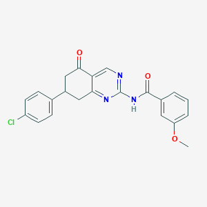 molecular formula C22H18ClN3O3 B11561199 N-[7-(4-chlorophenyl)-5-oxo-5,6,7,8-tetrahydroquinazolin-2-yl]-3-methoxybenzamide 