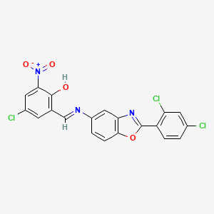 4-chloro-2-[(E)-{[2-(2,4-dichlorophenyl)-1,3-benzoxazol-5-yl]imino}methyl]-6-nitrophenol