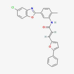 molecular formula C27H19ClN2O3 B11561207 (2E)-N-[5-(5-chloro-1,3-benzoxazol-2-yl)-2-methylphenyl]-3-(5-phenylfuran-2-yl)prop-2-enamide 