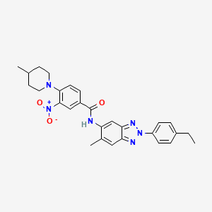 molecular formula C28H30N6O3 B11561232 N-[2-(4-ethylphenyl)-6-methyl-2H-benzotriazol-5-yl]-4-(4-methylpiperidin-1-yl)-3-nitrobenzamide 