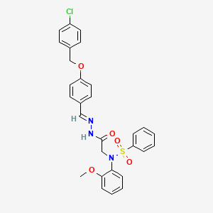 N-({N'-[(E)-{4-[(4-Chlorophenyl)methoxy]phenyl}methylidene]hydrazinecarbonyl}methyl)-N-(2-methoxyphenyl)benzenesulfonamide