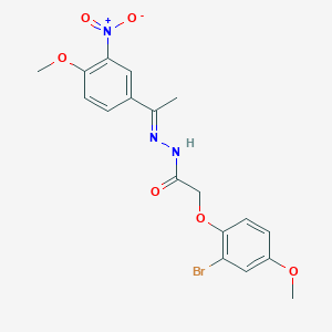 molecular formula C18H18BrN3O6 B11561246 2-(2-bromo-4-methoxyphenoxy)-N'-[(1E)-1-(4-methoxy-3-nitrophenyl)ethylidene]acetohydrazide 