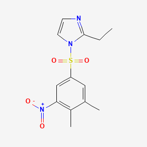 molecular formula C13H15N3O4S B11561289 1-[(3,4-dimethyl-5-nitrophenyl)sulfonyl]-2-ethyl-1H-imidazole 