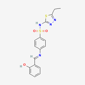 N-(5-ethyl-1,3,4-thiadiazol-2-yl)-4-{[(E)-(2-hydroxyphenyl)methylidene]amino}benzenesulfonamide