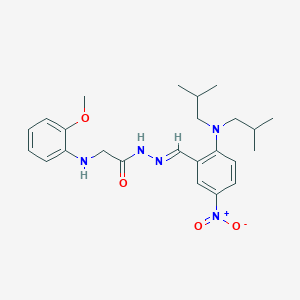 molecular formula C24H33N5O4 B11561314 N'-[(E)-{2-[Bis(2-methylpropyl)amino]-5-nitrophenyl}methylidene]-2-[(2-methoxyphenyl)amino]acetohydrazide 