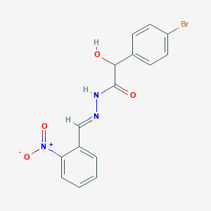 molecular formula C15H12BrN3O4 B11561315 2-(4-bromophenyl)-2-hydroxy-N'-[(E)-(2-nitrophenyl)methylidene]acetohydrazide 