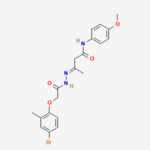 (3E)-3-{2-[(4-bromo-2-methylphenoxy)acetyl]hydrazinylidene}-N-(4-methoxyphenyl)butanamide