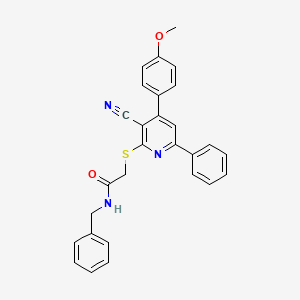 N-benzyl-2-{[3-cyano-4-(4-methoxyphenyl)-6-phenylpyridin-2-yl]sulfanyl}acetamide