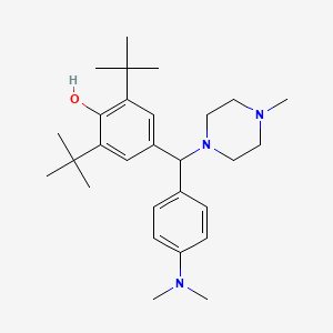 molecular formula C28H43N3O B11561402 2,6-Di-tert-butyl-4-{[4-(dimethylamino)phenyl](4-methylpiperazin-1-yl)methyl}phenol 