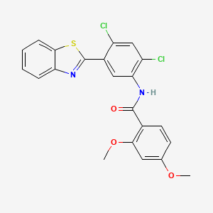 molecular formula C22H16Cl2N2O3S B11561406 N-[5-(1,3-benzothiazol-2-yl)-2,4-dichlorophenyl]-2,4-dimethoxybenzamide 