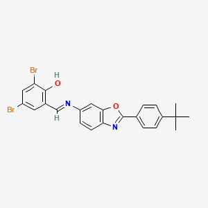 molecular formula C24H20Br2N2O2 B11561453 2,4-dibromo-6-[(E)-{[2-(4-tert-butylphenyl)-1,3-benzoxazol-6-yl]imino}methyl]phenol 