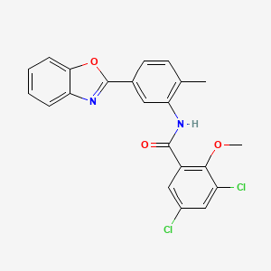 molecular formula C22H16Cl2N2O3 B11561464 N-[5-(1,3-benzoxazol-2-yl)-2-methylphenyl]-3,5-dichloro-2-methoxybenzamide 