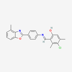 4-chloro-3,5-dimethyl-2-[(E)-{[4-(4-methyl-1,3-benzoxazol-2-yl)phenyl]imino}methyl]phenol