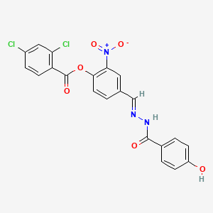 4-[(E)-{2-[(4-hydroxyphenyl)carbonyl]hydrazinylidene}methyl]-2-nitrophenyl 2,4-dichlorobenzoate