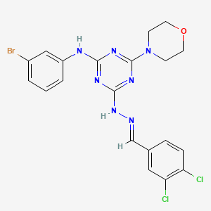 N-(3-bromophenyl)-4-[(2E)-2-(3,4-dichlorobenzylidene)hydrazinyl]-6-(morpholin-4-yl)-1,3,5-triazin-2-amine