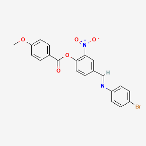 molecular formula C21H15BrN2O5 B11561521 4-[(E)-[(4-Bromophenyl)imino]methyl]-2-nitrophenyl 4-methoxybenzoate 