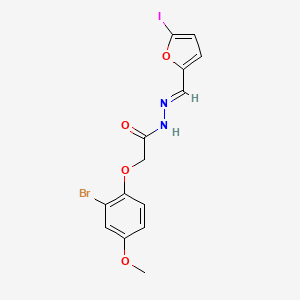 2-(2-bromo-4-methoxyphenoxy)-N'-[(E)-(5-iodofuran-2-yl)methylidene]acetohydrazide