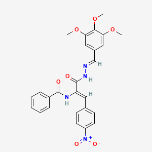 N-{(1Z)-1-(4-nitrophenyl)-3-oxo-3-[(2E)-2-(3,4,5-trimethoxybenzylidene)hydrazinyl]prop-1-en-2-yl}benzamide