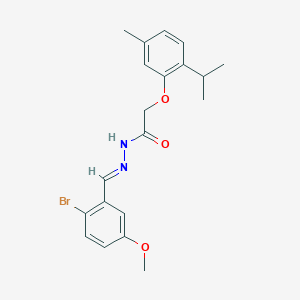 molecular formula C20H23BrN2O3 B11561545 N'-[(E)-(2-bromo-5-methoxyphenyl)methylidene]-2-[5-methyl-2-(propan-2-yl)phenoxy]acetohydrazide 