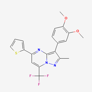 molecular formula C20H16F3N3O2S B11561559 3-(3,4-Dimethoxyphenyl)-2-methyl-5-(thiophen-2-yl)-7-(trifluoromethyl)pyrazolo[1,5-a]pyrimidine 