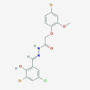 molecular formula C16H13Br2ClN2O4 B11561574 N'-[(E)-(3-bromo-5-chloro-2-hydroxyphenyl)methylidene]-2-(4-bromo-2-methoxyphenoxy)acetohydrazide 