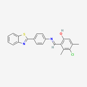 molecular formula C22H17ClN2OS B11561576 2-[(E)-{[4-(1,3-benzothiazol-2-yl)phenyl]imino}methyl]-4-chloro-3,5-dimethylphenol 