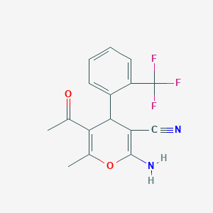 5-acetyl-2-amino-6-methyl-4-[2-(trifluoromethyl)phenyl]-4H-pyran-3-carbonitrile