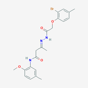 molecular formula C21H24BrN3O4 B11561614 (3E)-3-{2-[(2-bromo-4-methylphenoxy)acetyl]hydrazinylidene}-N-(2-methoxy-5-methylphenyl)butanamide 