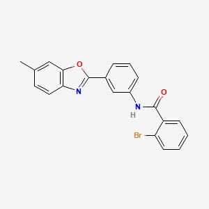 molecular formula C21H15BrN2O2 B11561631 2-bromo-N-[3-(6-methyl-1,3-benzoxazol-2-yl)phenyl]benzamide 