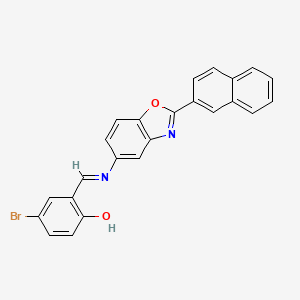 molecular formula C24H15BrN2O2 B11561640 4-bromo-2-[(E)-{[2-(naphthalen-2-yl)-1,3-benzoxazol-5-yl]imino}methyl]phenol 