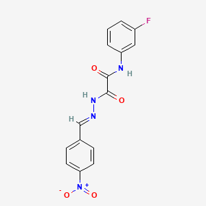 molecular formula C15H11FN4O4 B11561646 N-(3-Fluorophenyl)-1-{N'-[(E)-(4-nitrophenyl)methylidene]hydrazinecarbonyl}formamide 