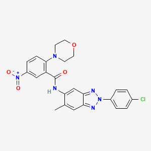 molecular formula C24H21ClN6O4 B11561697 N-[2-(4-chlorophenyl)-6-methyl-2H-benzotriazol-5-yl]-2-(morpholin-4-yl)-5-nitrobenzamide 