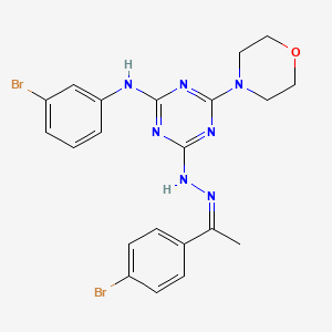 N-(3-bromophenyl)-4-{(2Z)-2-[1-(4-bromophenyl)ethylidene]hydrazinyl}-6-(morpholin-4-yl)-1,3,5-triazin-2-amine