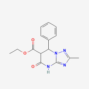 molecular formula C15H16N4O3 B11561712 Ethyl 5-hydroxy-2-methyl-7-phenyl-6,7-dihydro[1,2,4]triazolo[1,5-a]pyrimidine-6-carboxylate 