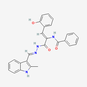 N-[(1Z)-2-(2-Hydroxyphenyl)-1-{N'-[(E)-(2-methyl-1H-indol-3-YL)methylidene]hydrazinecarbonyl}eth-1-EN-1-YL]benzamide