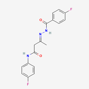 (3E)-N-(4-fluorophenyl)-3-{2-[(4-fluorophenyl)carbonyl]hydrazinylidene}butanamide