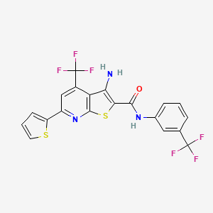 molecular formula C20H11F6N3OS2 B11561735 3-amino-6-(thiophen-2-yl)-4-(trifluoromethyl)-N-[3-(trifluoromethyl)phenyl]thieno[2,3-b]pyridine-2-carboxamide 