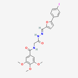 molecular formula C23H22IN3O6 B11561745 N-{2-[(2E)-2-{[5-(4-iodophenyl)furan-2-yl]methylidene}hydrazinyl]-2-oxoethyl}-3,4,5-trimethoxybenzamide (non-preferred name) 