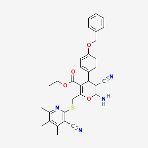 ethyl 6-amino-4-[4-(benzyloxy)phenyl]-5-cyano-2-{[(3-cyano-4,5,6-trimethylpyridin-2-yl)sulfanyl]methyl}-4H-pyran-3-carboxylate