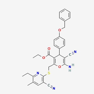 ethyl 6-amino-4-[4-(benzyloxy)phenyl]-5-cyano-2-{[(3-cyano-6-ethyl-5-methylpyridin-2-yl)sulfanyl]methyl}-4H-pyran-3-carboxylate