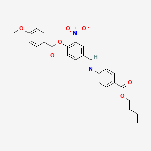 molecular formula C26H24N2O7 B11561753 4-[(E)-{[4-(butoxycarbonyl)phenyl]imino}methyl]-2-nitrophenyl 4-methoxybenzoate 