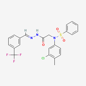 molecular formula C23H19ClF3N3O3S B11561767 N-(3-Chloro-4-methylphenyl)-N-({N'-[(E)-[3-(trifluoromethyl)phenyl]methylidene]hydrazinecarbonyl}methyl)benzenesulfonamide 