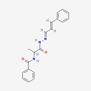 molecular formula C19H19N3O2 B11561776 N-(1-{N'-[(1E,2E)-3-Phenylprop-2-EN-1-ylidene]hydrazinecarbonyl}ethyl)benzamide 