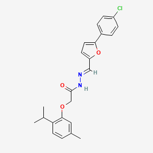 molecular formula C23H23ClN2O3 B11561779 N'-[(E)-[5-(4-Chlorophenyl)furan-2-YL]methylidene]-2-[5-methyl-2-(propan-2-YL)phenoxy]acetohydrazide 