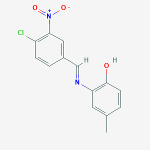 molecular formula C14H11ClN2O3 B11561783 2-{[(E)-(4-chloro-3-nitrophenyl)methylidene]amino}-4-methylphenol 