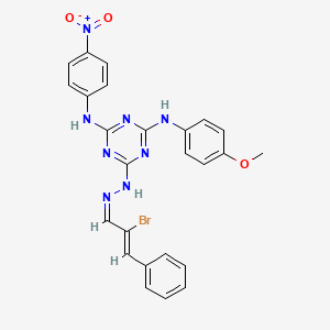 6-{(2Z)-2-[(2Z)-2-bromo-3-phenylprop-2-en-1-ylidene]hydrazinyl}-N-(4-methoxyphenyl)-N'-(4-nitrophenyl)-1,3,5-triazine-2,4-diamine