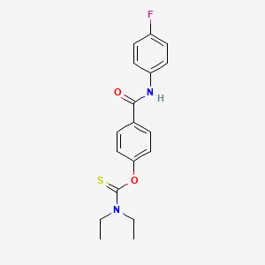 molecular formula C18H19FN2O2S B11561853 O-{4-[(4-fluorophenyl)carbamoyl]phenyl} diethylcarbamothioate 